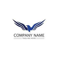 Birds and swallow dove logo design and vector animal wings and flying bird