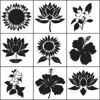 flor vector icono conjunto grupo, un conjunto de grupo flor ilustración