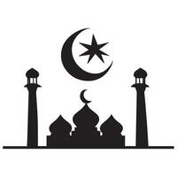 Islamic Mosque Vector Design illustration, Masjid vector Black color icon