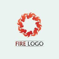 abeto icono y fuego logo diseño vector