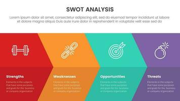 swot analysis concept with right arrow full page for infographic template banner with four point list information vector