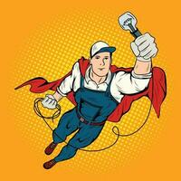 Super Hero Electrician vector, Pop Art Comic Super Hero Electrician Vector Stock Illustration