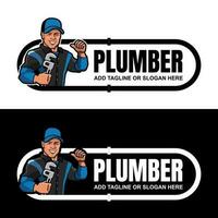 plumber mascot logo design vector