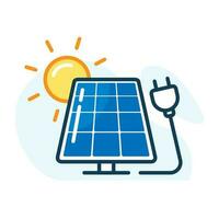 Sun or Solar Panel Energy concept illustration flat design with line. Editable vector eps10 for landing page ui, infographic or icon