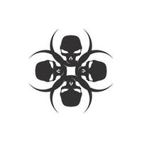 Crossbones death skull, danger or poison flat icon for apps and websites vector