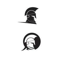 espartano logo negro gladiador y vector diseño casco y cabeza negro