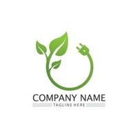 Tree leaf vector and green logo design friendly concept