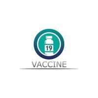 vacuna, logotipo, médico, vector, antibiótico, vacunación, virus, vacuna, diseño, e ilustración, para, cuidado de la salud vector