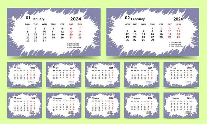 desk calendar 2024 template for different company