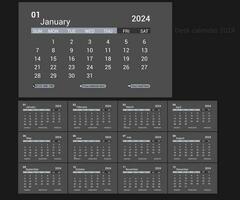 Unique and Creative Calendar Template 2024 vector