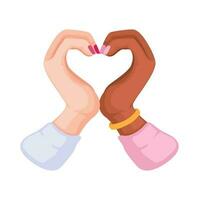 Hand Diversity Love Heart Shape Symbol Cartoon illustration Vector