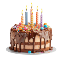 Birthday Cake Isolated. Illustration AI Generative png