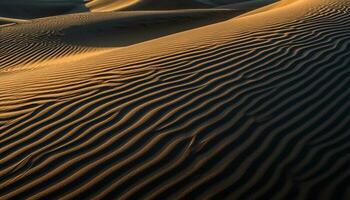 Majestic sand dunes ripple in arid Africa generated by AI photo