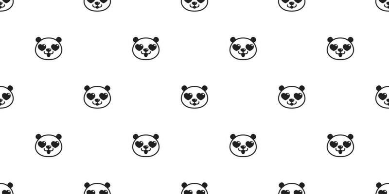 bear seamless pattern panda vector heart eye valentine polar bear bamboo teddy cartoon scarf isolated tile background repeat wallpaper doodle illustration