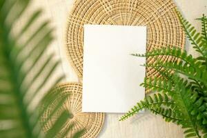 Blank Card Mockup designs in an authentic setting artworks or stationery designs photo