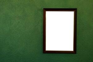 Mockup of picture frame decorated on wall. Empty blank white picture frame photo