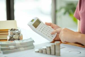 Woman hand money and giving donate charity raise donation concept photo