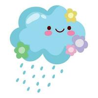 easter cloud and flowers isolated icon vector