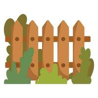 garden fence and bush icon isolated vector