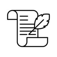 paper with feather pen line icon isolated vector