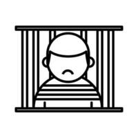 prisionero en cárcel línea icono aislado vector