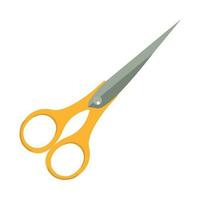 Sharp steel scissors cutting paper, working hand icon vector