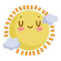 Smiling sun cartoon brings summer fun and happiness icon vector