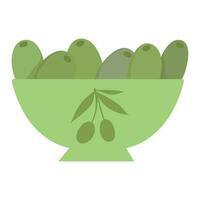 Fresh organic olives in bowl icon isolated vector