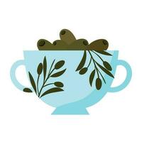 aceitunas en un taza icono aislado vector