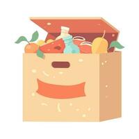 Organic fruits and vegetables in a shopping box icon isolated vector