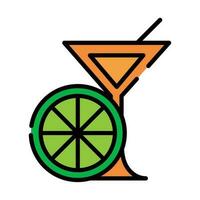 cocktail and lime icon isolated vector