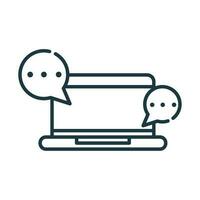laptop instant messaging line icon isolated vector