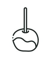 candy apple in stick line isolated icon vector