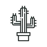 potted cactus line isolated icon design vector