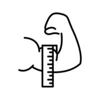 muscular atleta brazo con medida cinta línea aislado icono vector