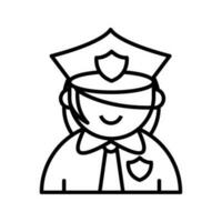 policeman character cartoon line icon isolated vector