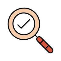 check mark in loupe icon isolated vector