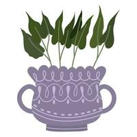 plant in vase, gardening icon isolated vector