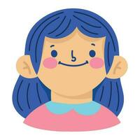 sonriente niña dibujos animados contento icono aislado vector