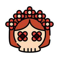 mexican catrina icon isolated design vector