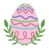 easter egg and leaf isolated icon vector