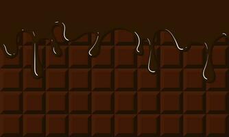 Background of dark chocolate bars with a smudge on top. Milk dark chocolate, bitter chocolate. Seamless background for printing on textiles and paper. Gift wrapping for the holiday. World Chocolate vector