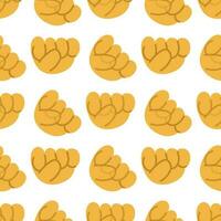 Seamless pattern with a sign of support, I hold my fists for you. A hand sign, hold on, I'm for you, well done, continue in the same spirit. The concept of support, confidence, strength. Vector