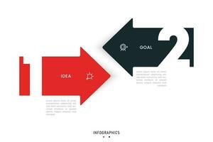 plantilla de diseño de etiquetas infográficas vectoriales con iconos y 2 opciones o pasos. se puede utilizar para diagramas de proceso, presentaciones, diseño de flujo de trabajo, banner, diagrama de flujo, gráfico de información. vector