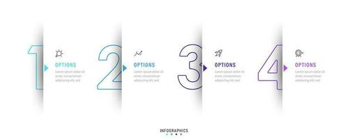 Vector Infographic label design template with icons and 4 options or steps. Can be used for process diagram, presentations, workflow layout, banner, flow chart, info graph.