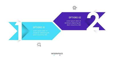 Vector Infographic label design template with icons and 2 options or steps. Can be used for process diagram, presentations, workflow layout, banner, flow chart, info graph.