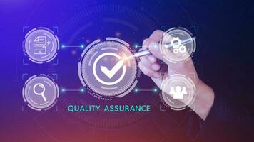 Quality Assurance Control Standards, Standards and Certification Concepts, Guaranteed Quality Guaranteed Service Standard Internet Technology Business Concept. photo