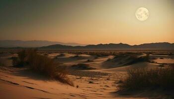 Tranquil sunrise over arid mountain range in remote Africa generated by AI photo