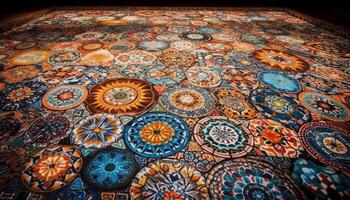 Turkish mosaic tile flooring showcases ornate indigenous craft and elegance generated by AI photo