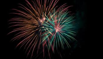 Fourth of July celebration exploding fireworks display in vibrant colors generated by AI photo